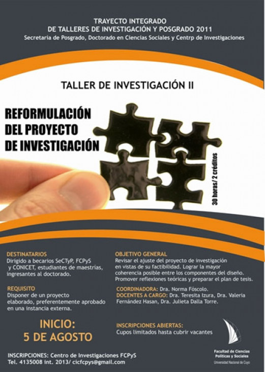 imagen Taller de Investigación. Reformulación del Proyecto de Investigación.