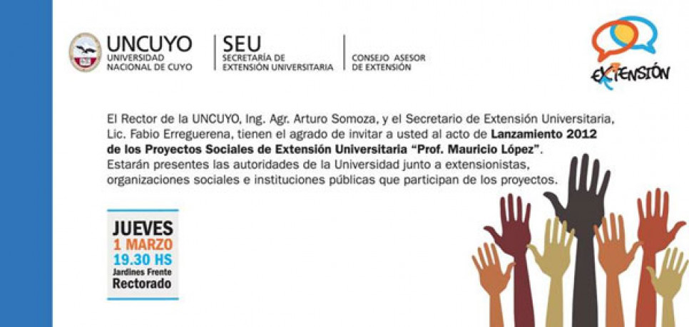 imagen Lanzamiento 2012 de los Proyectos Sociales de Extensión Universitaria "Prof. Mauricio López"