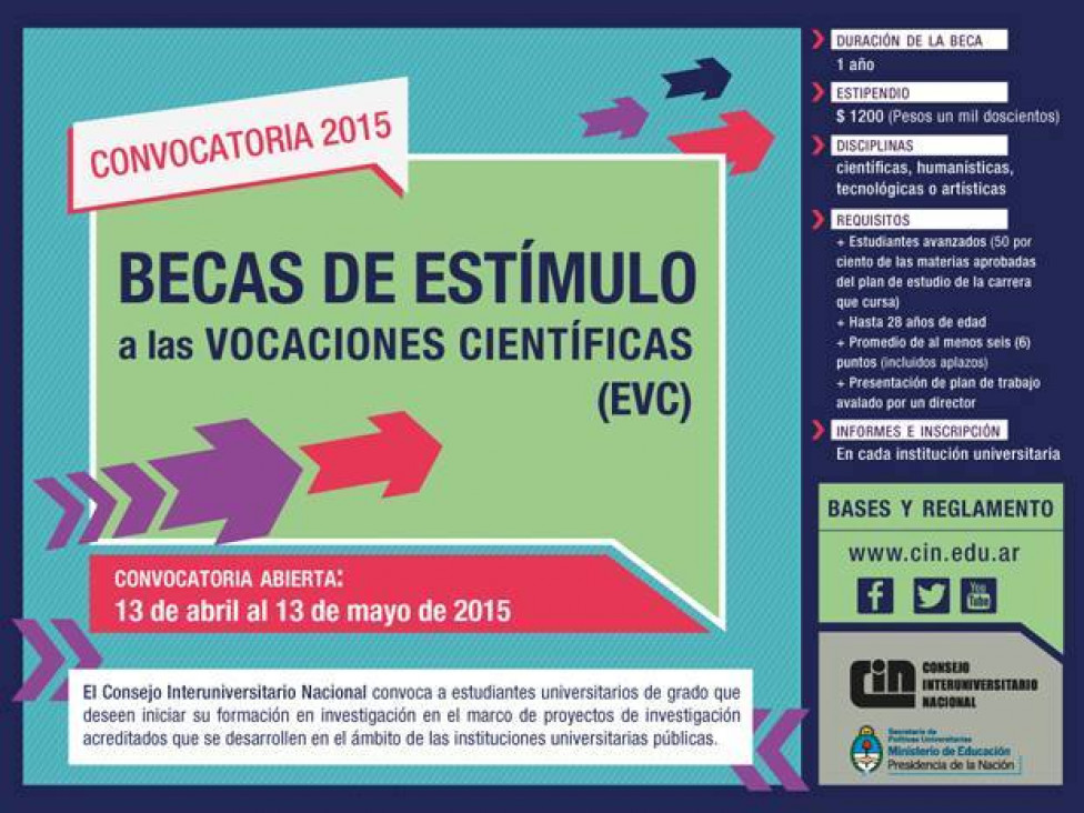 imagen Becas estímulo a las vocaciones científicas 2015