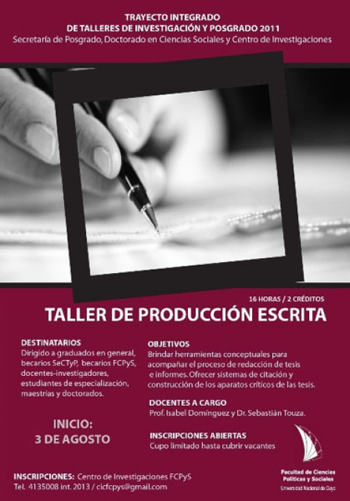 imagen TALLER DE PRODUCCIÓN ESCRITA