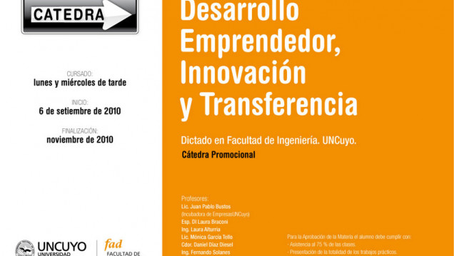 imagen Nueva Cátedra Promocional de Desarrollo Emprendedor, Innovación y Transferencia.
