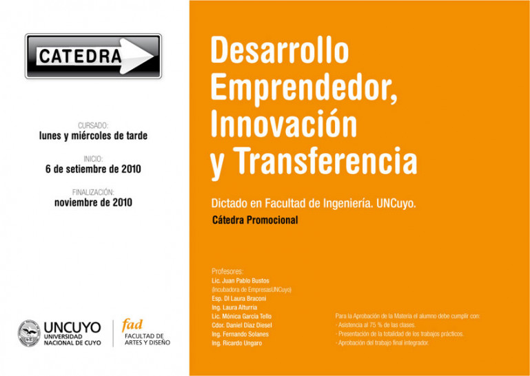 imagen Nueva Cátedra Promocional de Desarrollo Emprendedor, Innovación y Transferencia.