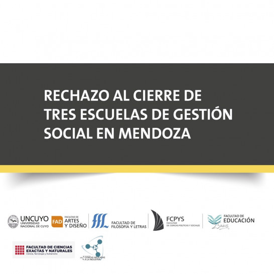 imagen Seis facultades de la UNCUYO expresan su preocupación por el cierre de escuelas de gestión social