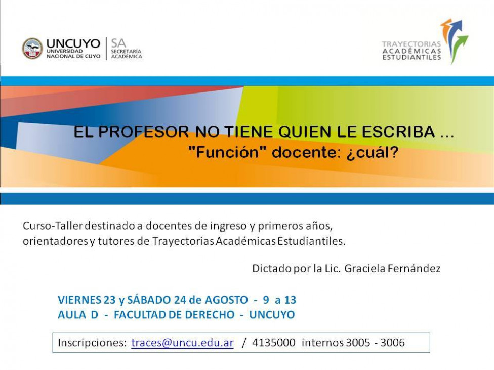 imagen Curso-Taller para docentes de ingreso y primeros años, orientadores y tutores de TRACES